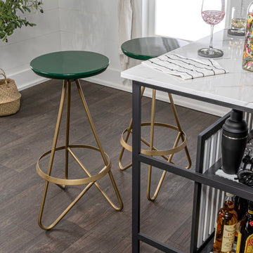 Spiroa 30" Modern Industrial Metal Backless Circular Bar Stool - JONATHAN Y